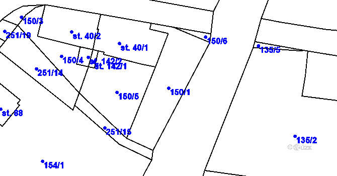 Parcela st. 150/1 v KÚ Borová Lada, Katastrální mapa