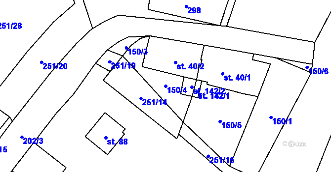 Parcela st. 150/4 v KÚ Borová Lada, Katastrální mapa