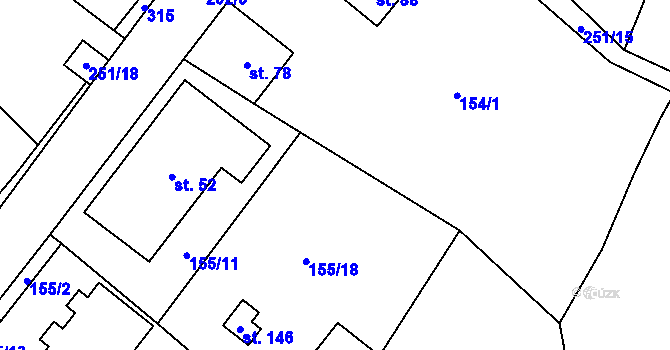 Parcela st. 154/5 v KÚ Borová Lada, Katastrální mapa