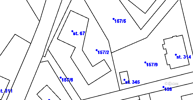 Parcela st. 157/2 v KÚ Borová Lada, Katastrální mapa