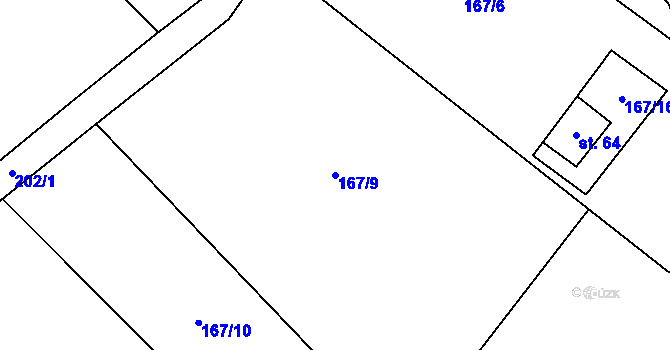 Parcela st. 167/9 v KÚ Borová Lada, Katastrální mapa