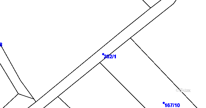 Parcela st. 202/1 v KÚ Borová Lada, Katastrální mapa
