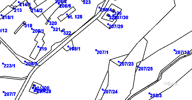 Parcela st. 207/1 v KÚ Borová Lada, Katastrální mapa