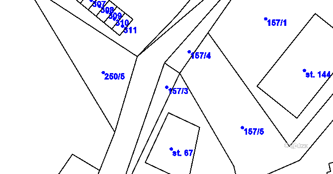 Parcela st. 157/3 v KÚ Borová Lada, Katastrální mapa