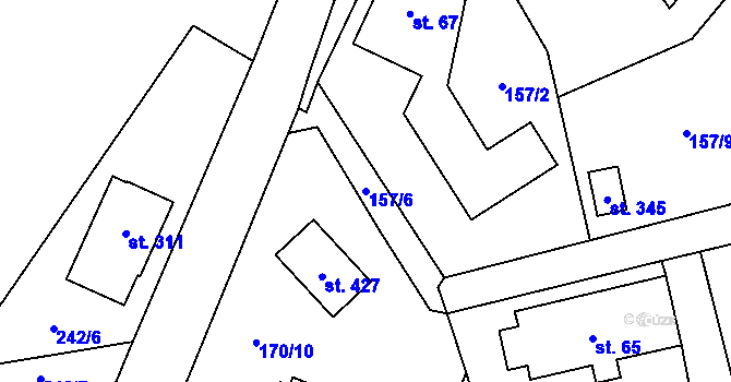 Parcela st. 157/6 v KÚ Borová Lada, Katastrální mapa