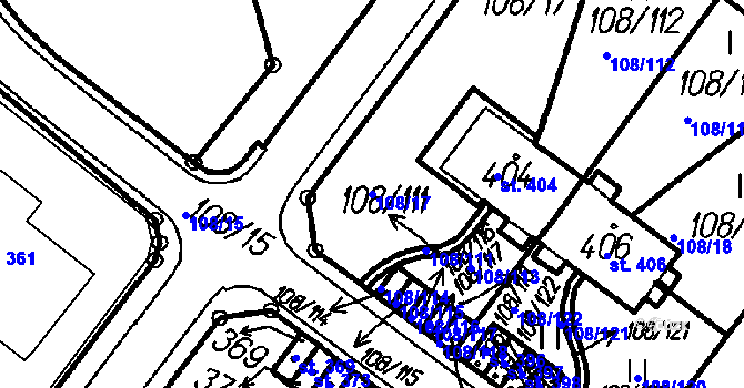 Parcela st. 108/17 v KÚ Borová Lada, Katastrální mapa