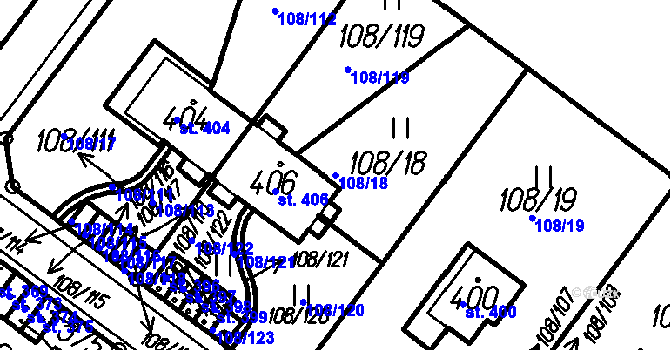 Parcela st. 108/18 v KÚ Borová Lada, Katastrální mapa