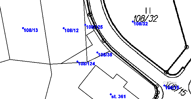 Parcela st. 108/35 v KÚ Borová Lada, Katastrální mapa
