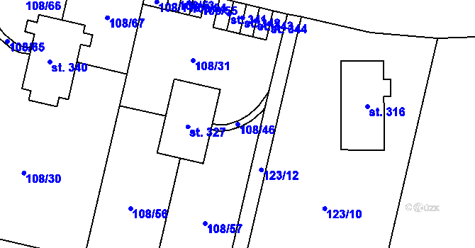 Parcela st. 108/46 v KÚ Borová Lada, Katastrální mapa