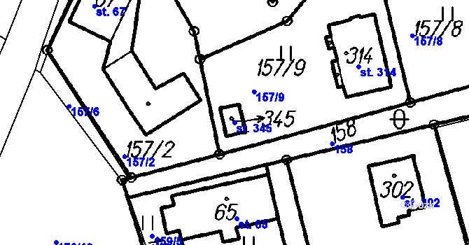 Parcela st. 345 v KÚ Borová Lada, Katastrální mapa