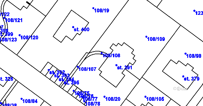 Parcela st. 108/108 v KÚ Borová Lada, Katastrální mapa