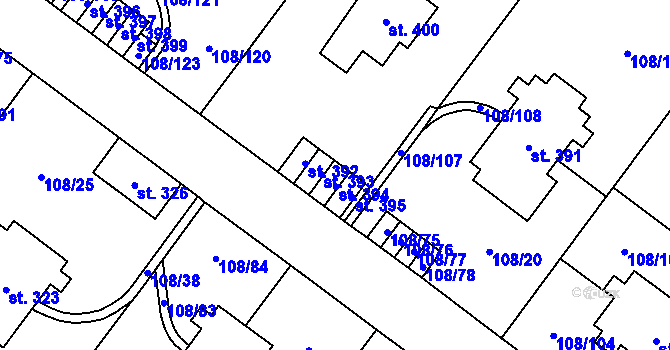 Parcela st. 394 v KÚ Borová Lada, Katastrální mapa