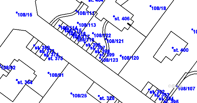 Parcela st. 399 v KÚ Borová Lada, Katastrální mapa