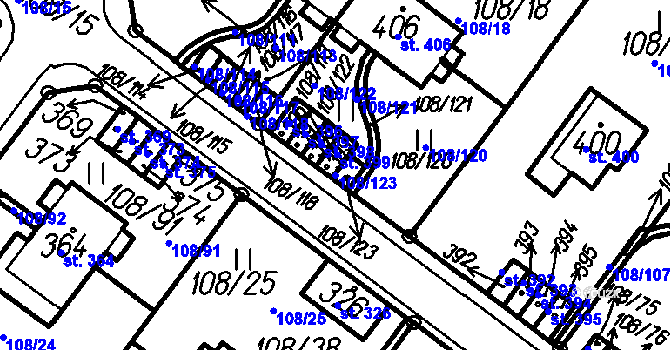 Parcela st. 108/123 v KÚ Borová Lada, Katastrální mapa
