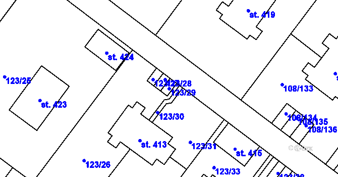 Parcela st. 123/29 v KÚ Borová Lada, Katastrální mapa