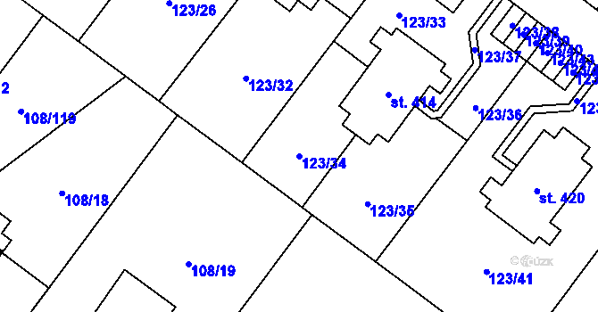 Parcela st. 123/34 v KÚ Borová Lada, Katastrální mapa