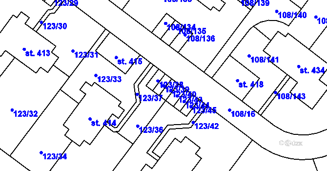 Parcela st. 123/39 v KÚ Borová Lada, Katastrální mapa
