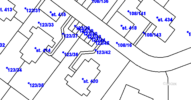 Parcela st. 123/42 v KÚ Borová Lada, Katastrální mapa