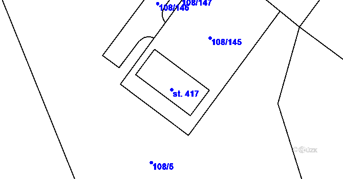Parcela st. 417 v KÚ Borová Lada, Katastrální mapa