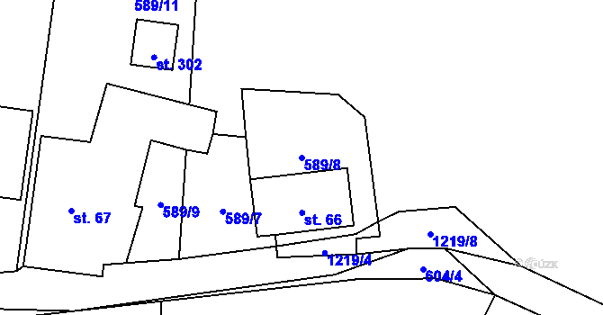 Parcela st. 589/8 v KÚ Nové Hutě, Katastrální mapa