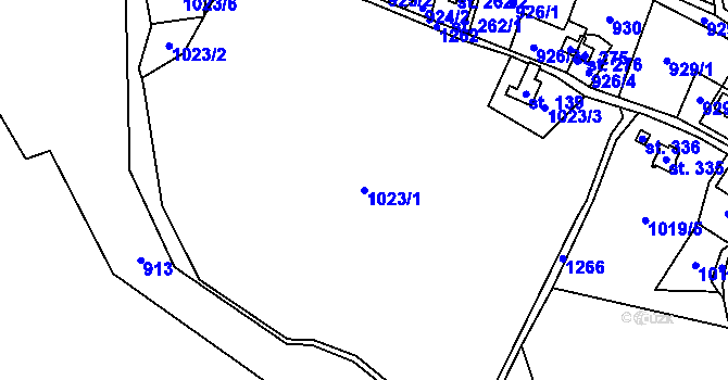 Parcela st. 1023/1 v KÚ Nové Hutě, Katastrální mapa