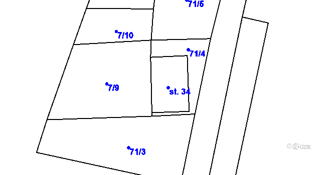 Parcela st. 34 v KÚ Paseka u Borových Lad, Katastrální mapa
