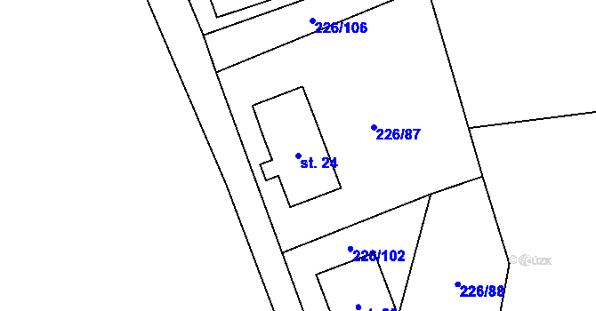 Parcela st. 24 v KÚ Svinná Lada, Katastrální mapa