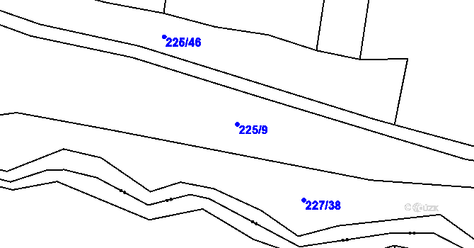 Parcela st. 225/9 v KÚ Svinná Lada, Katastrální mapa