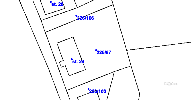 Parcela st. 226/87 v KÚ Svinná Lada, Katastrální mapa