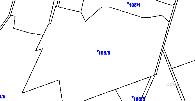 Parcela st. 186/6 v KÚ Svinná Lada, Katastrální mapa