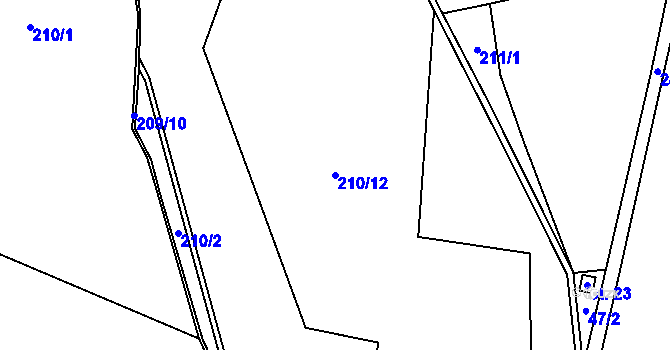Parcela st. 210/12 v KÚ Šindlov, Katastrální mapa