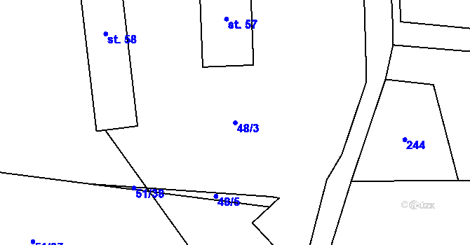 Parcela st. 48/3 v KÚ Černá Lada, Katastrální mapa