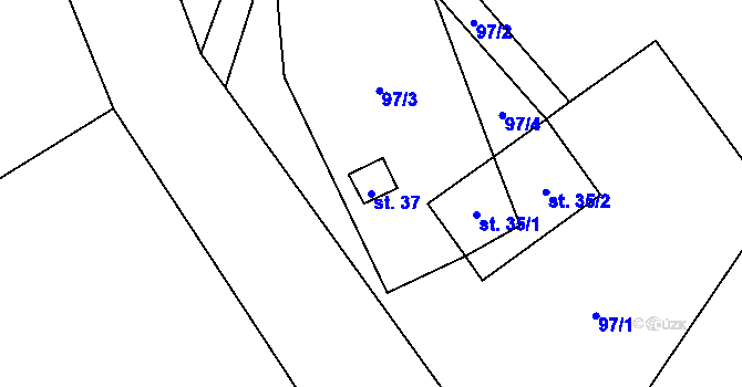 Parcela st. 37 v KÚ Zahrádky u Borových Lad, Katastrální mapa