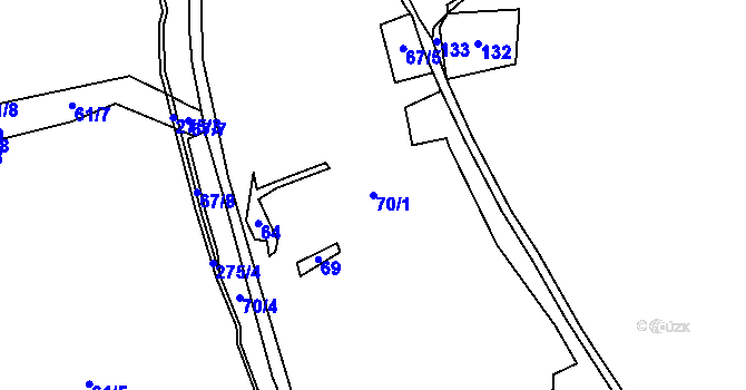 Parcela st. 70/1 v KÚ Zahrádky u Borových Lad, Katastrální mapa