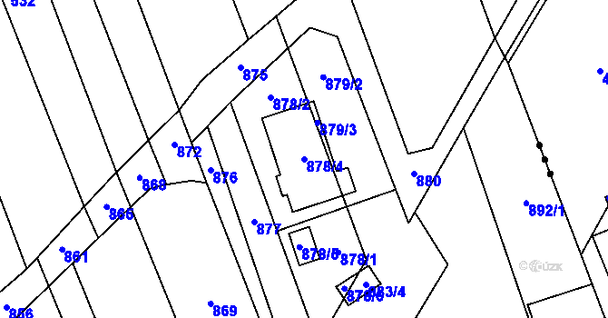 Parcela st. 878/4 v KÚ Nový Šaldorf, Katastrální mapa
