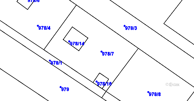 Parcela st. 978/7 v KÚ Nový Šaldorf, Katastrální mapa