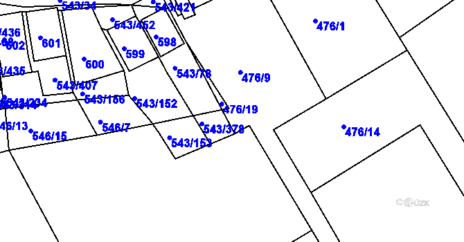 Parcela st. 476/22 v KÚ Nový Šaldorf, Katastrální mapa