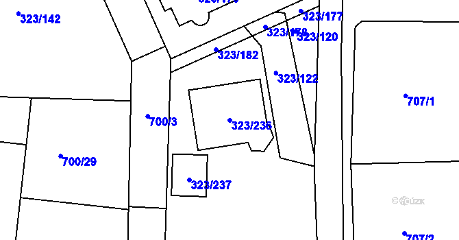 Parcela st. 323/236 v KÚ Nový Šaldorf, Katastrální mapa