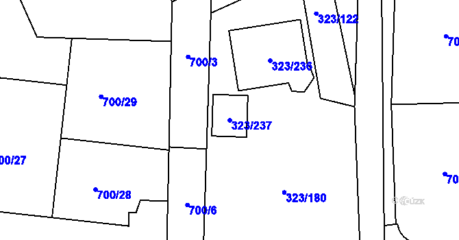 Parcela st. 323/237 v KÚ Nový Šaldorf, Katastrální mapa
