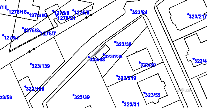 Parcela st. 323/238 v KÚ Nový Šaldorf, Katastrální mapa