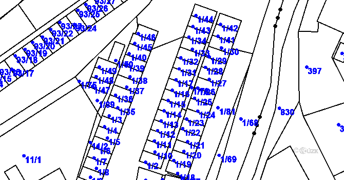 Parcela st. 1/16 v KÚ Nový Šaldorf, Katastrální mapa