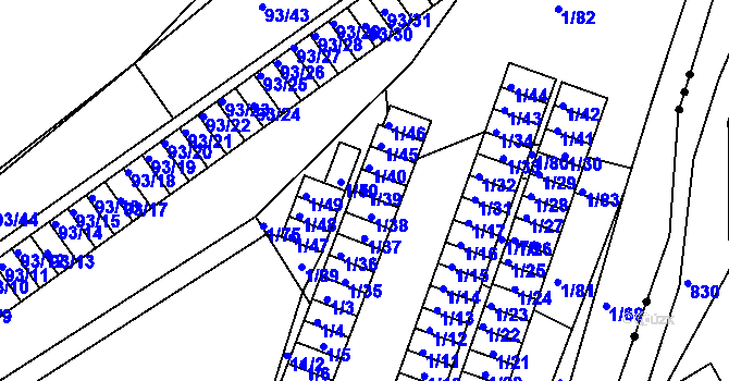 Parcela st. 1/39 v KÚ Nový Šaldorf, Katastrální mapa