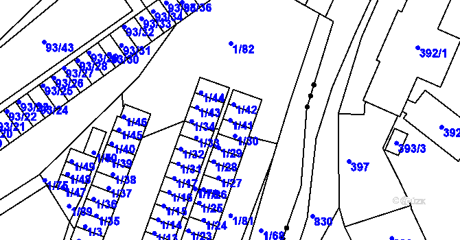 Parcela st. 1/41 v KÚ Nový Šaldorf, Katastrální mapa