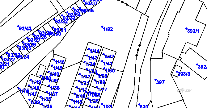 Parcela st. 1/42 v KÚ Nový Šaldorf, Katastrální mapa