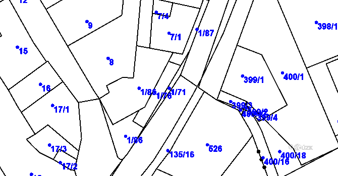 Parcela st. 1/71 v KÚ Nový Šaldorf, Katastrální mapa