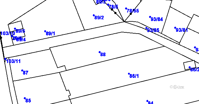 Parcela st. 88 v KÚ Nový Šaldorf, Katastrální mapa