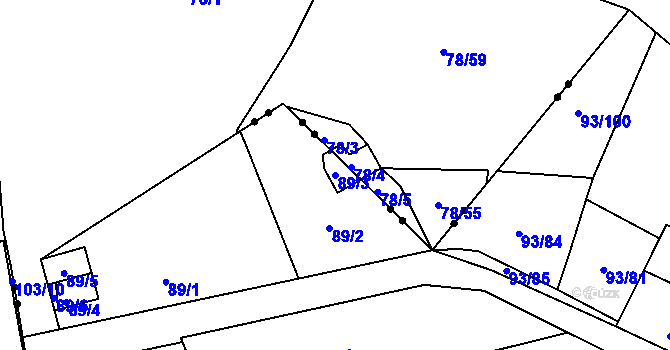 Parcela st. 89/3 v KÚ Nový Šaldorf, Katastrální mapa