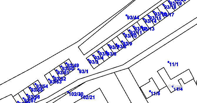 Parcela st. 93/5 v KÚ Nový Šaldorf, Katastrální mapa