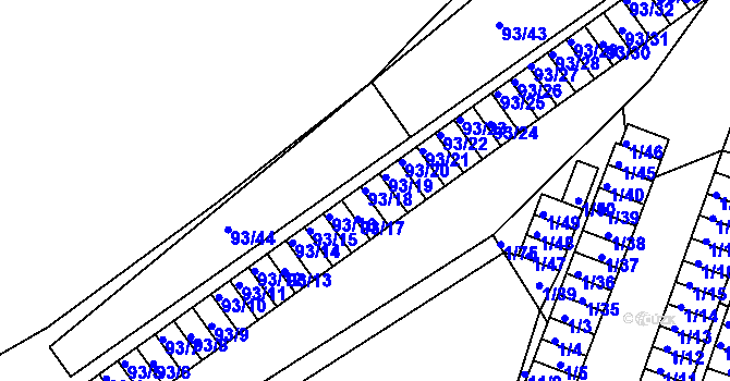 Parcela st. 93/18 v KÚ Nový Šaldorf, Katastrální mapa