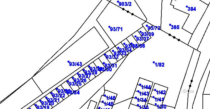 Parcela st. 93/32 v KÚ Nový Šaldorf, Katastrální mapa